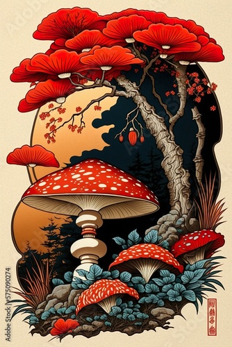 Ukiyo-e Mushrooms