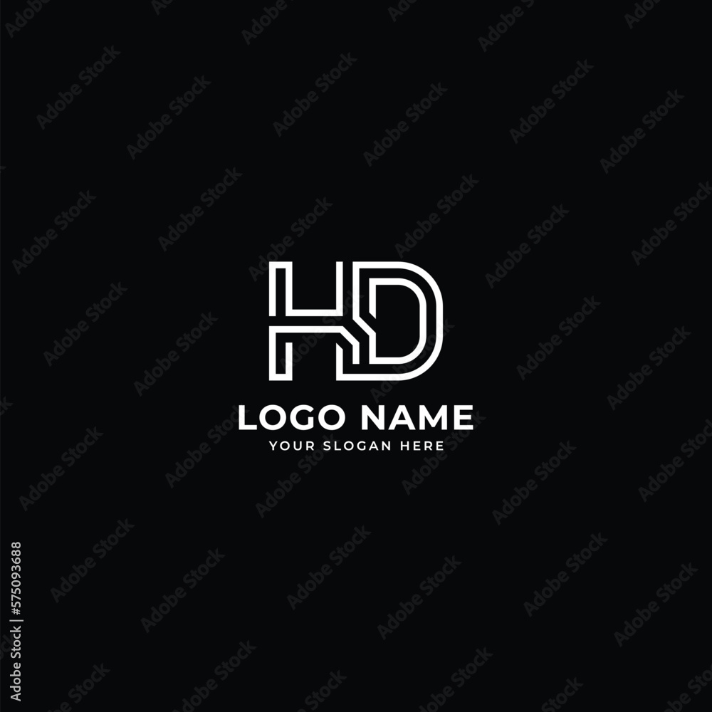 initial letter HD logo design template modern minimalistic stock vector