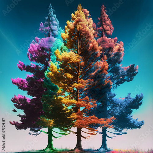 Rainbow Colorful Trees 