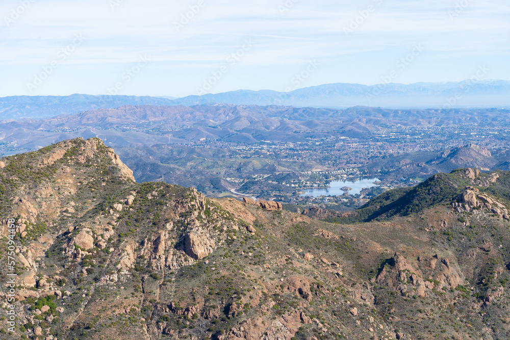 Views hiking to the peak of Sandstone Mountain, the tallest peak in the Santa Monica Mountain Range.