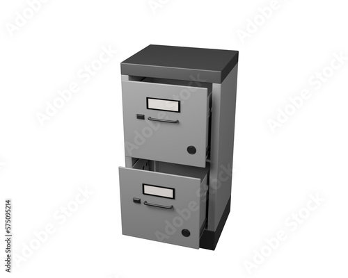 3d render empty file locker illustration with isolated white background