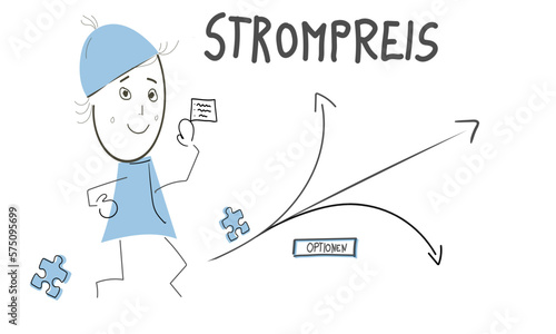 Strompreis Strom Preis Skizze Entwicklung Zeichnung