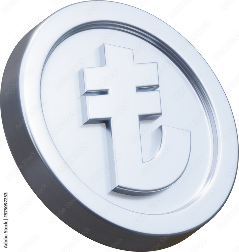 Silver Turkish lira coin 3d render illustration Silver Turkish lira coin 3d render illustration