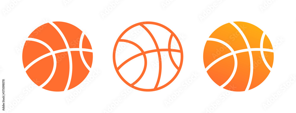 Basketball Icon Styles Sports Vector Illustration