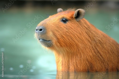 Capybara giant cavy rodent animal. Generative AI photo