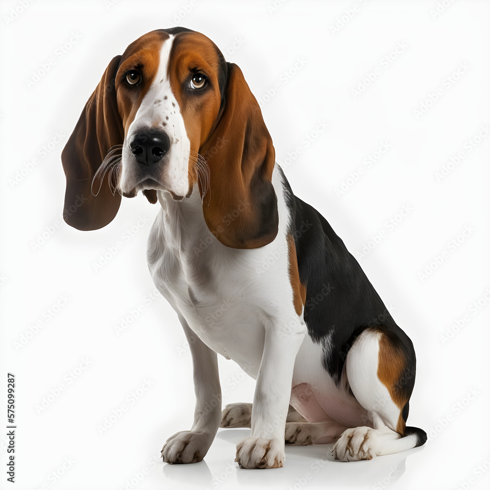 Treeing Walker Coonhound dog with white background