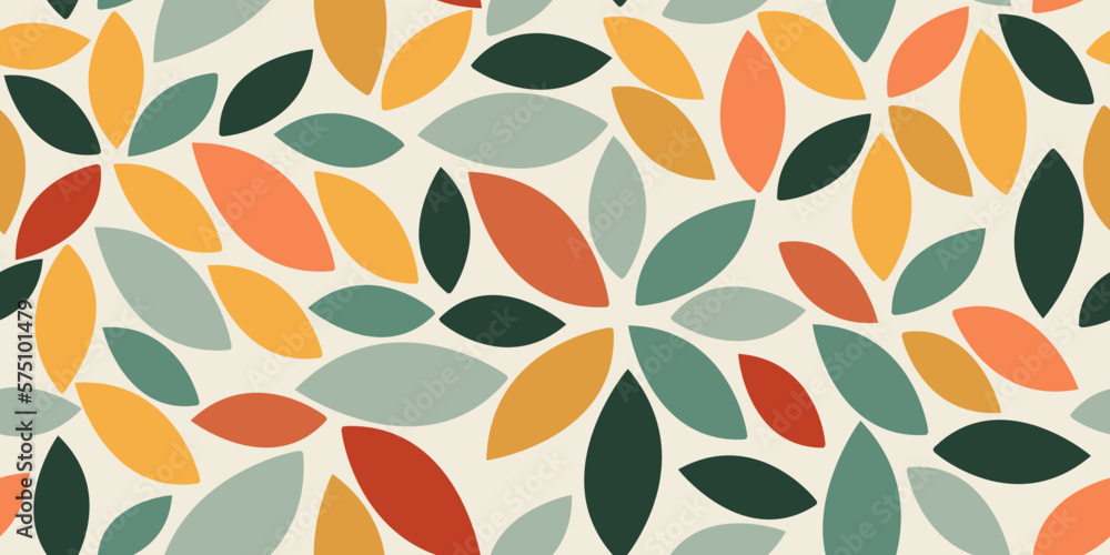 Colorful petals on a white background. Seamless pattern for print and interior design. Colorful petals on a white background. Seamless pattern for print and interior design.