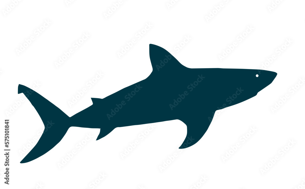the shark, blue on white silhouette the shark, blue on white silhouette