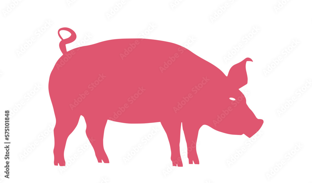 pink meaty pig, icon silhouette pink meaty pig, icon silhouette