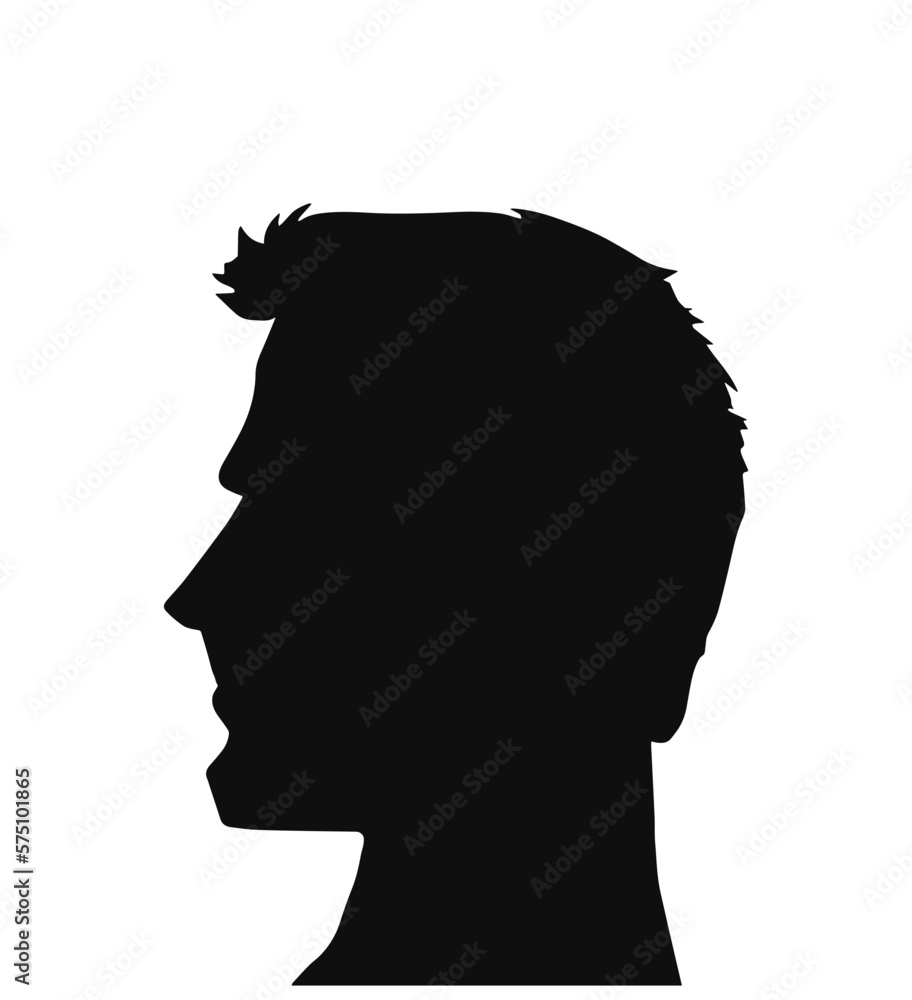 man head portrait at profile, silhouette