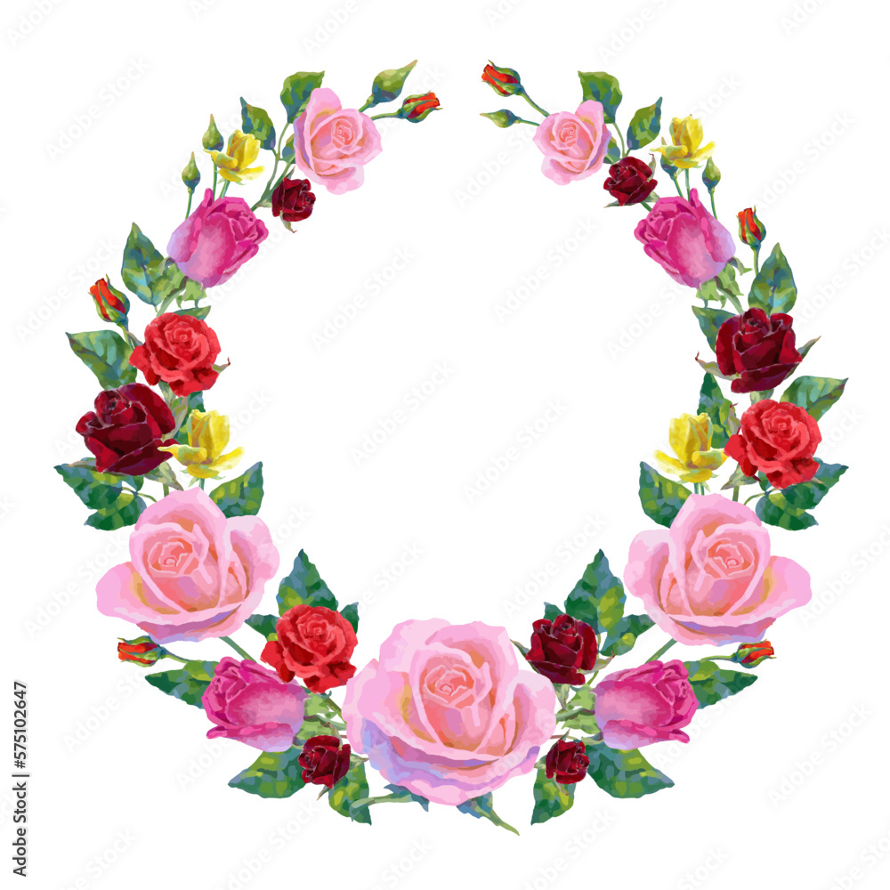 Save the Date wedding invitation card of multicolored roses flowers wreath frame. Save the Date wedding invitation card of multicolored roses flowers wreath frame.