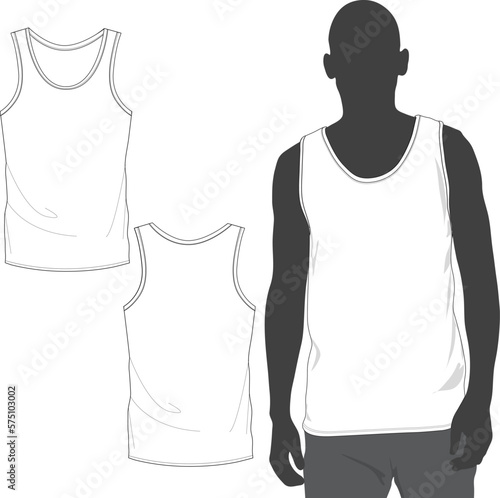 Tank top flat sketch model mockup template technical CAD illustration