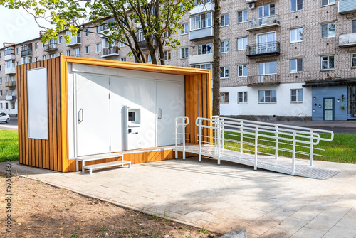 Modular public toilet stand on the city street