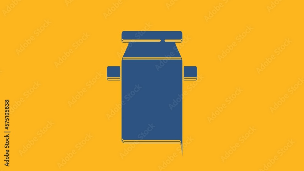 Blue Can container for milk icon isolated on orange background. 4K Video motion graphic animation Blue Can container for milk icon isolated on orange background. 4K Video motion graphic animation