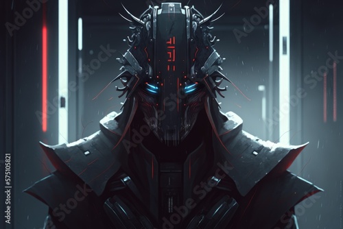 cybernetic samurai, determined to survive digital art poster AI generation.