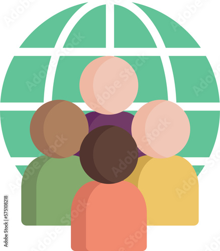 World diversity flat icon. Symbol of society, unity and equality. Peace and friendship of all nationalities and cultures