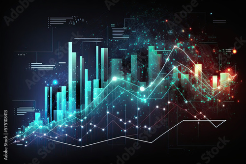 Economic growth graph financial data. Stock market investment. Financial and banking Technology. Business strategy and digital marketing concept