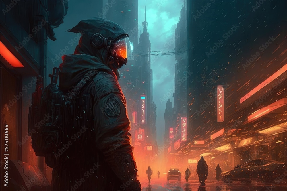 Fototapeta premium living in a world where the government is controlled by powerful corporations, and the rich and powerful are above the law digital art poster AI generation.