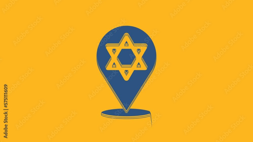 Blue Star of David icon isolated on orange background. Jewish religion symbol. Symbol of Israel. 4K Video motion graphic animation Blue Star of David icon isolated on orange background. Jewish religion symbol. Symbol of Israel. 4K Video motion graphic animation