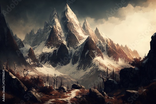 Imperium of Untamed Peaks: Ruggedly Elegant Mountains Generative AI