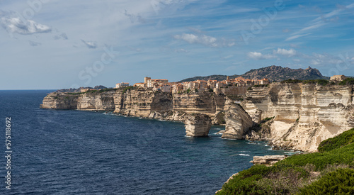 Old town of Bonifacio, built on cliff rocks. Corsica, France.