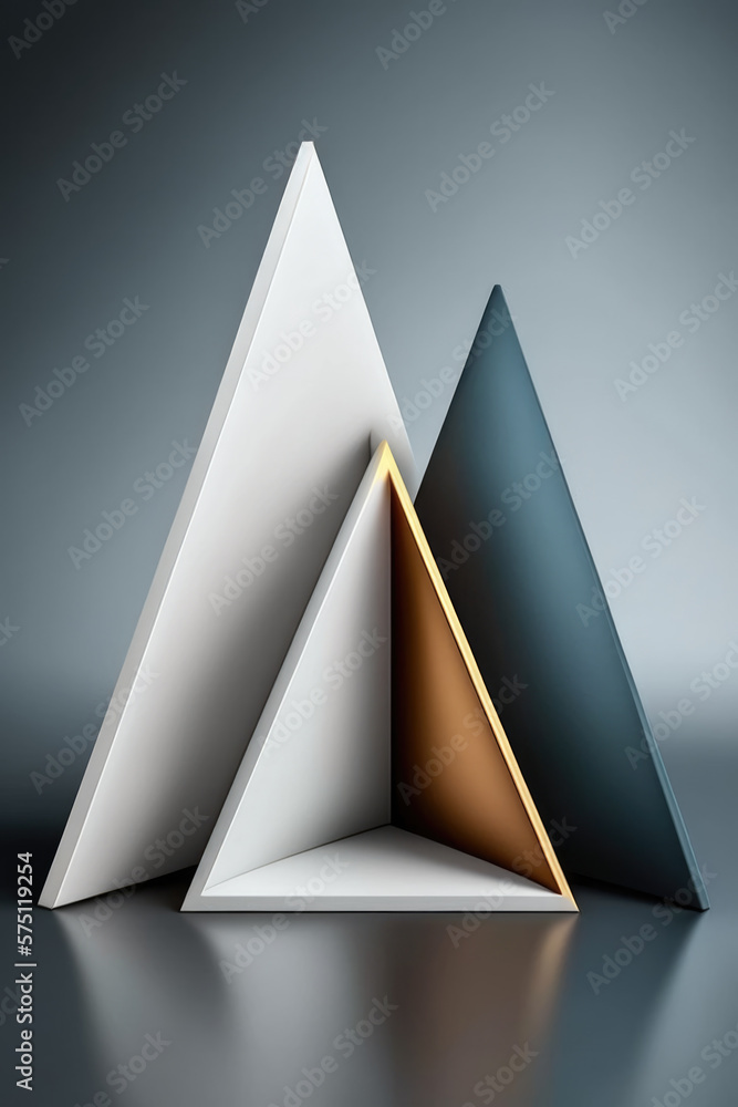 scalene triangle with three unequal sides. podium, empty showcase for
