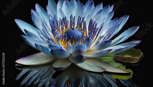 Realistic Blue Water Lily Flower. Generative AI.