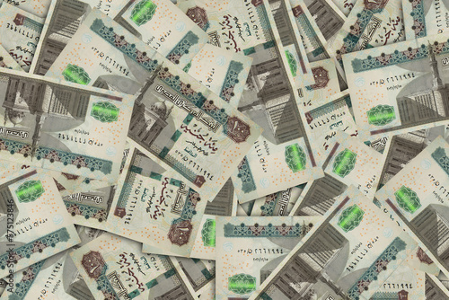 Egypt's national currency backdrop. Money banknotes. Egyptian pound banknotes background. EGP. Top view