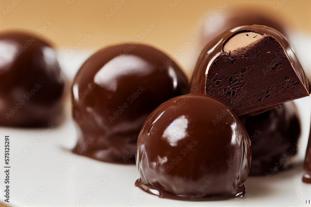 chocolate truffle over wooden table. easter chocolate concept. ai generative content chocolate truffle over wooden table. easter chocolate concept. ai generative content