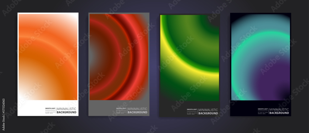 Set of futuristic poster covers with circular gradient. Great for branding presentation, album print, website header, web banner.