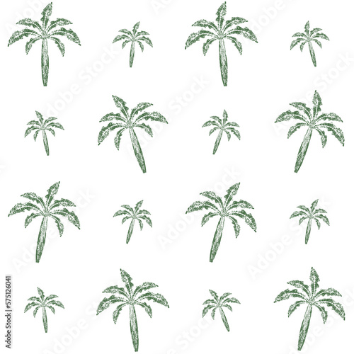 Palm tree Seamless pattern Vintage illustration Grunge texture © Nonna
