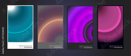 Set of futuristic poster covers with circular gradient. Great for branding presentation, album print, website header, web banner. © Dmytro Lobodenko