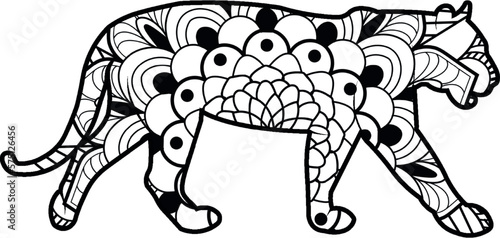 Mandala Tiger  asian style. Ilustration for coloring books or henna tatoo