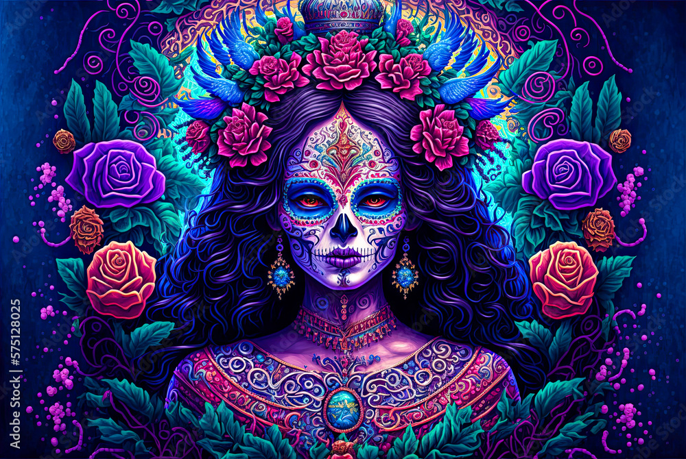Day of the Dead, woman, portrait. Generative AI Day of the Dead, woman, portrait. Generative AI
