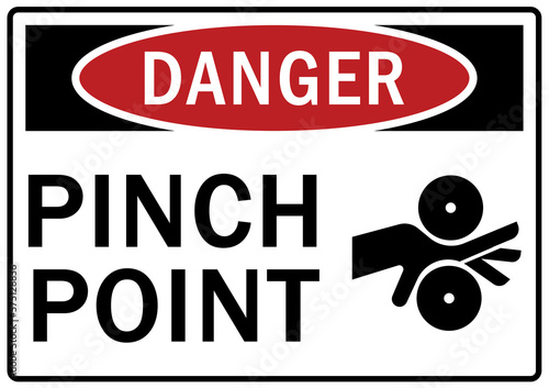 Pinch point hazard sign and labels