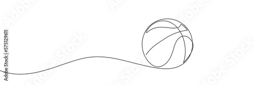 Basketball one line art. Continuous line drawing of the ball