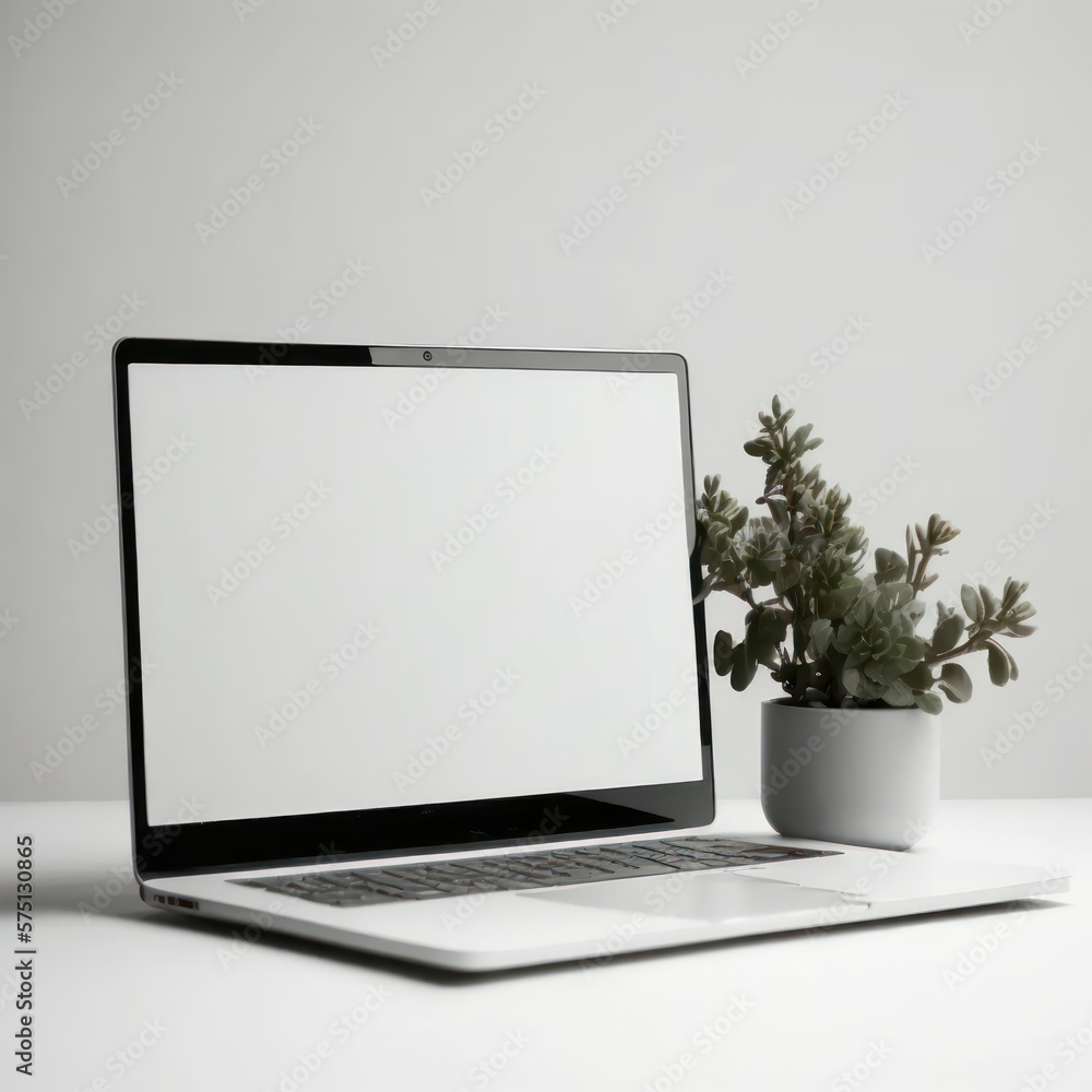 Computer with blank white screen for mockup Computer with blank white screen for mockup
