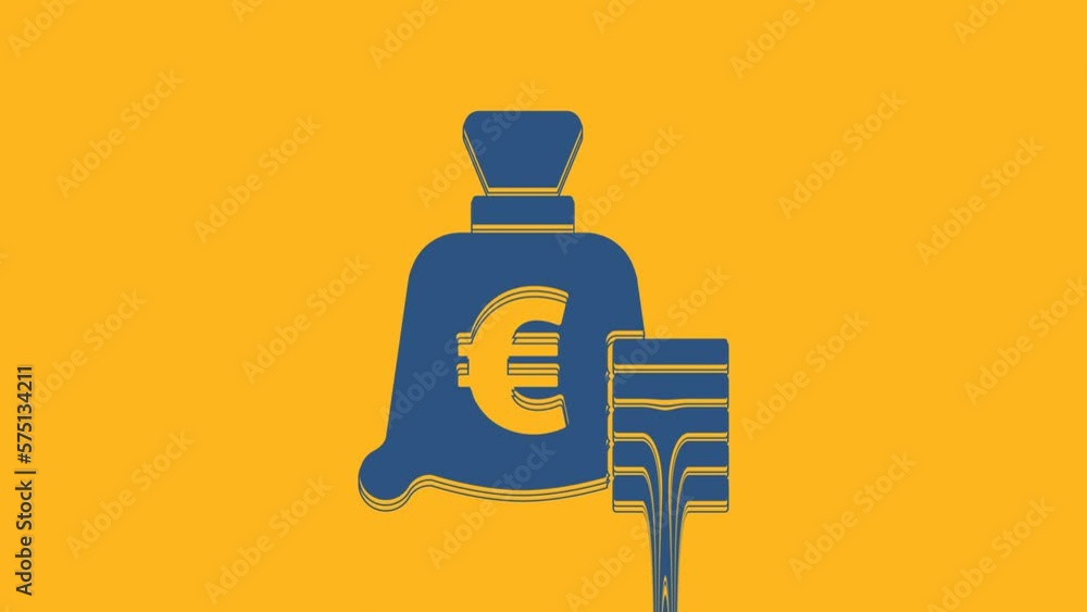 Blue Coin money with euro symbol icon isolated on orange background. Banking currency sign. Cash symbol. 4K Video motion graphic animation Blue Coin money with euro symbol icon isolated on orange background. Banking currency sign. Cash symbol. 4K Video motion graphic animation