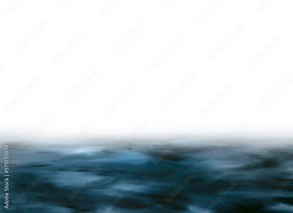 Fototapeta premium watercolor illustration of north sea landscape on white background