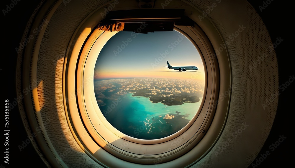 view from an airplane window, cloud and airplane view from an airplane window, cloud and airplane
