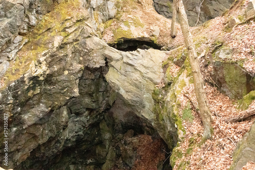 While walking a path in the woods I came across this sink whole area where the ground seemed to cave in. This cave area was in the middle of nowhere. The rocks surrounding were so rigged.