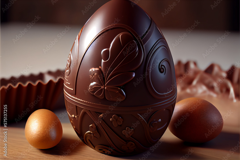 Easter egg, chocolate illustration created with Generative AI technology Easter egg, chocolate illustration created with Generative AI technology