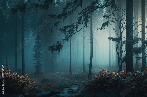 Mysterious forest scene