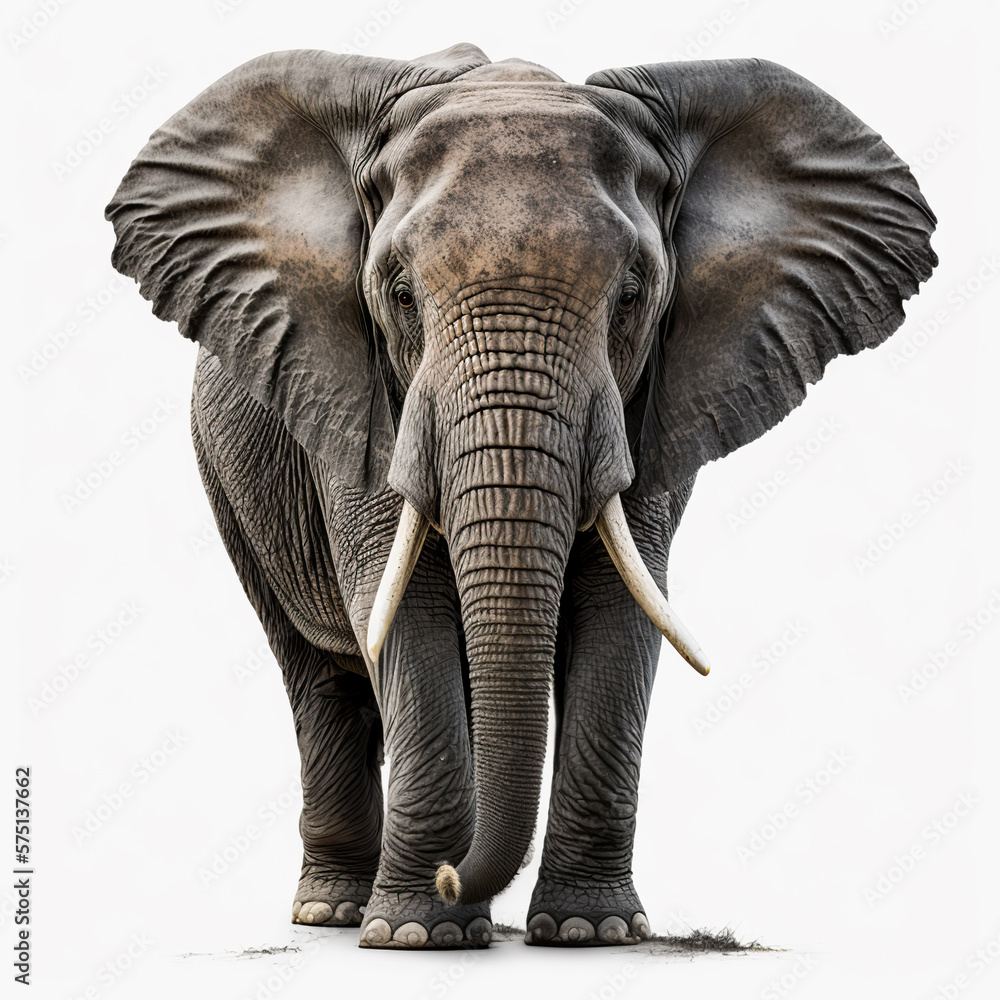 Fototapeta premium Elephant isolated on white illustration created with Generative AI technology