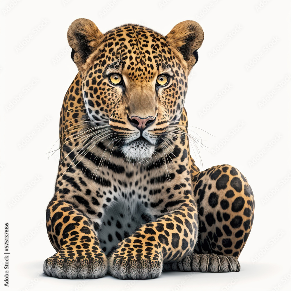 Fototapeta premium Leopard isolated on white illustration created with Generative AI technology 