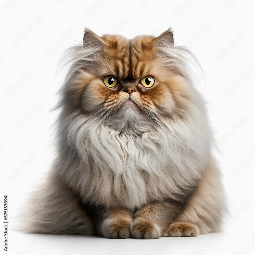 Persian cat isolated on white illustration created with Generative AI technology
