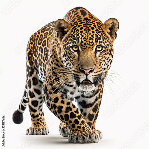 Leopard in front of white background illustration created with Generative AI technology