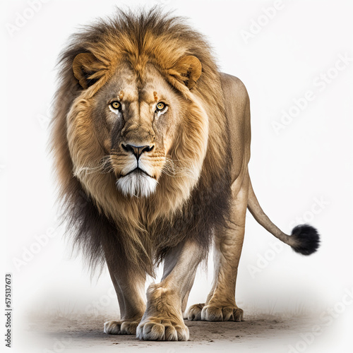 Portrait of a lion isolated on white illustration created with Generative AI technology