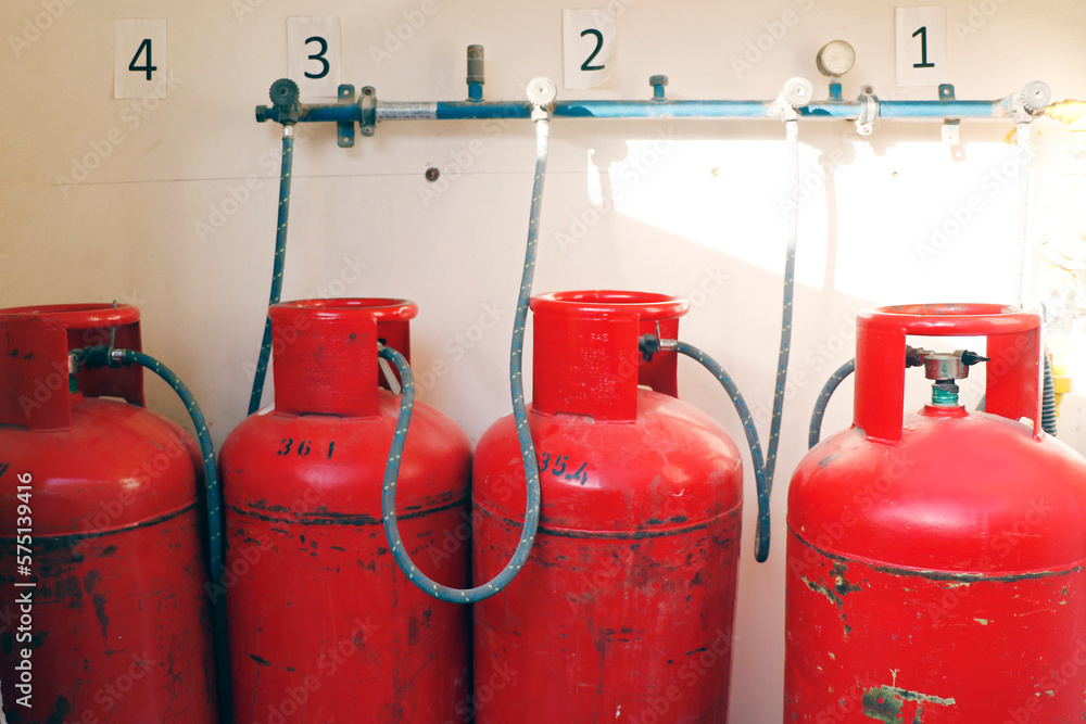 liquid petroleum gas (LPG) cylinders stored in a chamber liquid petroleum gas (LPG) cylinders stored in a chamber