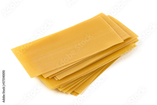 Uncooked lasagna pasta isolated on white background. High resolution image.